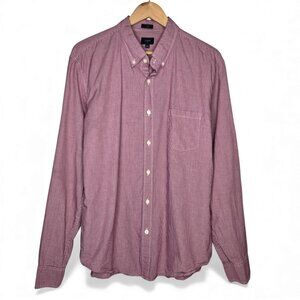 J. Crew Micro Check Plaid Button Down Shirt Red White Preppy Office XL